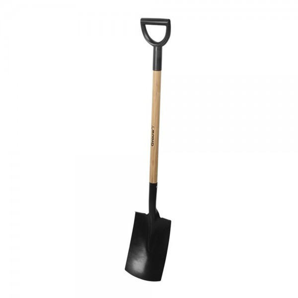 Pala plana para jardin. mango de madera y acero de carbono 114cm grown