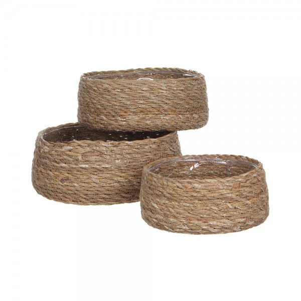 Cesto de mimbre ø20 x 8 cm, ø23 x 9 cm, ø26 x 10 cm, set de 3 piezas