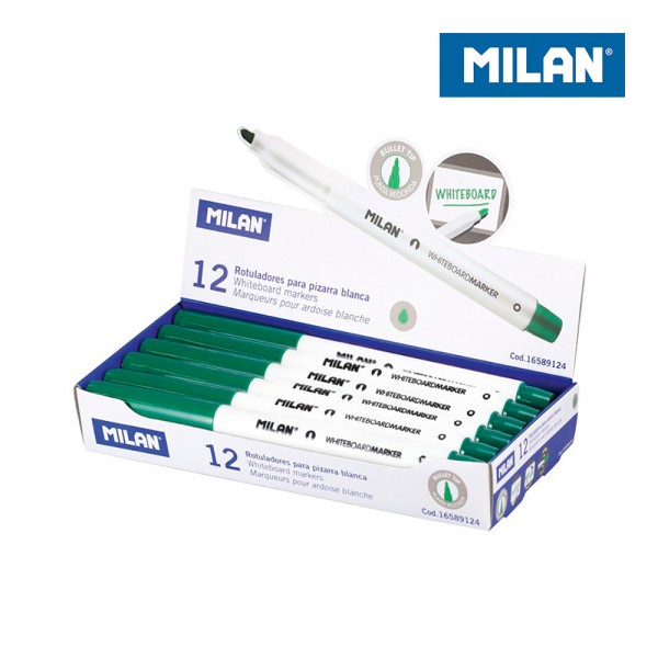 Rotuladores para pizarra blanca ø3,7 mm verde, caja 12 uds