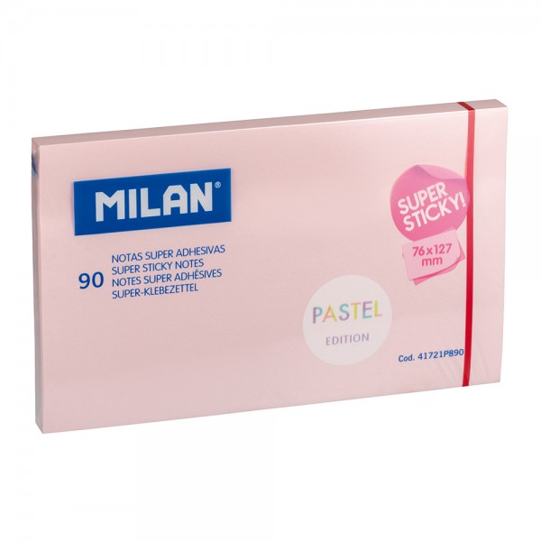 Bloc 90 notas super adhesivas rosa pastel 76 x 127 mm (pack 10 unidades)
