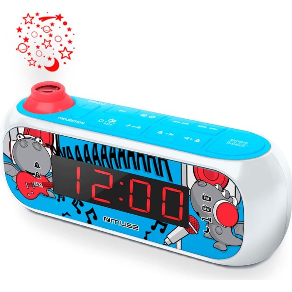 Muse m-167kdb azul / radio reloj con proyector